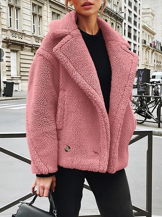 In Style Pink Sherpa Fleece Long Sleeve Jacket