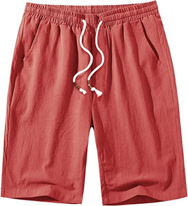 Men's Sage Green Linen Drawstring Casual Summer Shorts