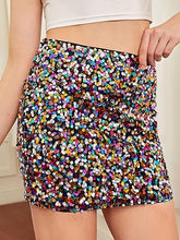 Load image into Gallery viewer, Sequined Party Multicolor Mini Skirt