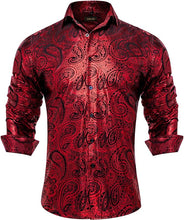 Load image into Gallery viewer, Men&#39;s Luxury Holiday Red Paisley Long Sleeve Shirt