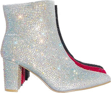 Load image into Gallery viewer, Rhinestone Studded Sequin Silver Rhinestone Ankle Boots