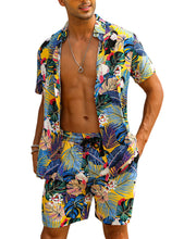 Load image into Gallery viewer, Casual Men&#39;s Blue Vacation Style Shirt &amp; Shorts Set