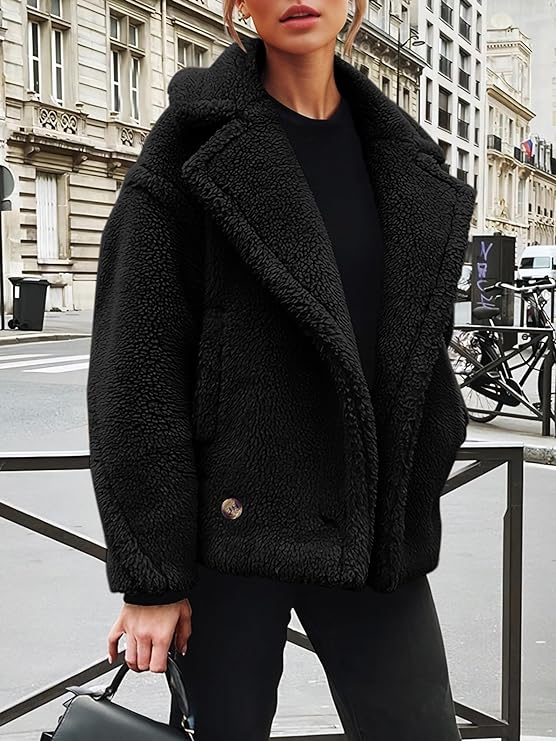 In Style Black Sherpa Fleece Long Sleeve Jacket