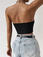 Load image into Gallery viewer, Chain Strap Halter Black Crop Top