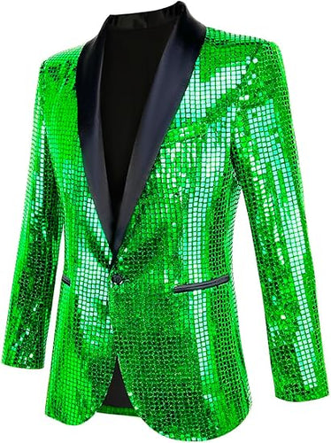 Men's Shiny Disco Green Metallic Party Blazer