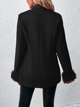 Load image into Gallery viewer, Fashionable Black Feather Long Sleeve Blazer Jacket
