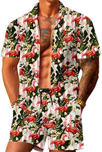 Load image into Gallery viewer, Men&#39;s Luxury Printed Gold/White Striped Shirt &amp; Shorts Set