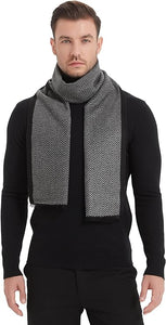 Men's Luxury Chevron Black Cashmere Feel Scarf