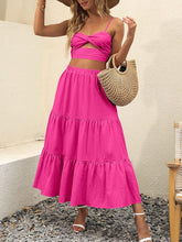 Load image into Gallery viewer, Summer Chic Pink Tiered Maxi Skirt