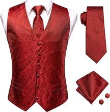 Load image into Gallery viewer, Men&#39;s Plum Purple Paisley Sleeveless Formal Vest