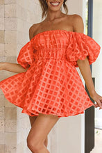 Load image into Gallery viewer, Babydoll Off Shoulder Puff Sleeve Red Ruffled Mini Dress