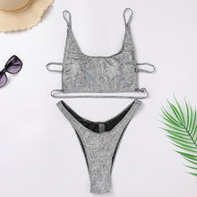 Load image into Gallery viewer, Holographic Shiny Silver 2pc Swim Bikini Set