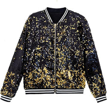 Load image into Gallery viewer, Men&#39;s Sequin Zip Up Pink-Gold Bomber Jacket