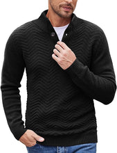 Load image into Gallery viewer, Men&#39;s Red Quarter Button Long Sleeve Sweater