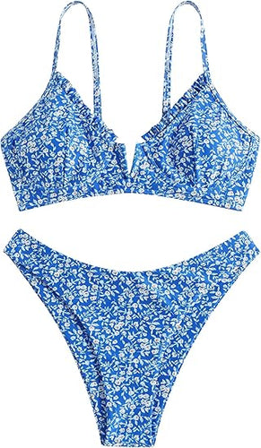 High Cut Underwire Bikini Deep Blue Swimsuit Set