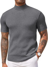 Load image into Gallery viewer, Men&#39;s Knit Turtleneck White Short Sleeve Sweater