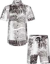 Load image into Gallery viewer, Men&#39;s Black &amp; White Stripes Short Sleeve Shirt &amp; Shorts Set