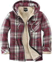 Load image into Gallery viewer, Men&#39;s Hooded Plaid Red Flannel Jacket