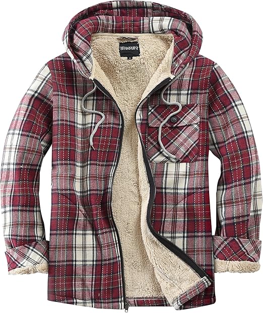 Men's Hooded Plaid Light Right Flannel Jacket