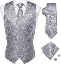 Load image into Gallery viewer, Men&#39;s Purple Paisley Sleeveless Formal Vest