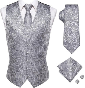 Men's Purple Paisley Sleeveless Formal Vest