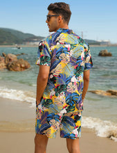 Load image into Gallery viewer, Casual Men&#39;s Blue Vacation Style Shirt &amp; Shorts Set