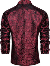 Load image into Gallery viewer, Men&#39;s Luxury Red &amp; Black Paisley Long Sleeve Shirt