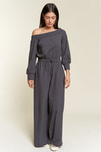 Load image into Gallery viewer, Plus Size Grey One Shoulder Terry Knit Jumpsuit