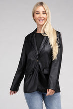 Load image into Gallery viewer, Premium Black Faux Legan Leather Blazer