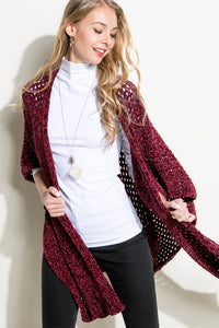 Cardigan Burgundy Cape Poncho