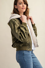 Load image into Gallery viewer, Reversible All Weather Fur Olive Bomber Jacket