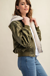 Reversible All Weather Fur Olive Bomber Jacket