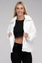 Load image into Gallery viewer, Black Cozy Sherpa Button-Front Jacket