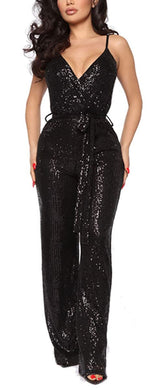 Black Sequin Glitter Sleeveless Jumpsuit