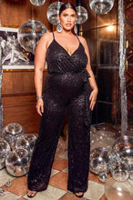 Load image into Gallery viewer, Black Sequin Glitter Sleeveless Jumpsuit