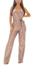 Load image into Gallery viewer, Gold Sequin Glitter Sleeveless Jumpsuit