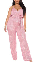 Load image into Gallery viewer, Soft Pink Sequin Glitter Sleeveless Jumpsuit