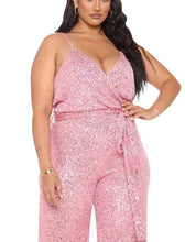 Load image into Gallery viewer, Soft Pink Sequin Glitter Sleeveless Jumpsuit