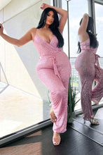 Load image into Gallery viewer, Soft Pink Sequin Glitter Sleeveless Jumpsuit