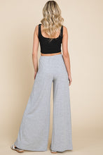 Load image into Gallery viewer, Heather Grey High Waist Deep Slit Wide Leg Pants