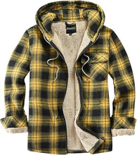 Load image into Gallery viewer, Men&#39;s Hooded Plaid Magical Blue Flannel Jacket