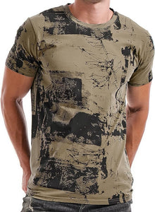 Men's Orange Abstract Fashion Print Short Sleeve T-Shirt