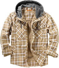 Load image into Gallery viewer, Men&#39;s Sherpa Beige Lined Zip Up Hooded Long Sleeve Jacket