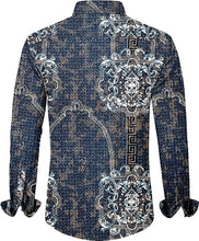 Load image into Gallery viewer, Men&#39;s Fashion Luxury Printed Gold Paisley Long Sleeve Shirt