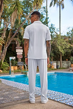 Load image into Gallery viewer, Men&#39;s Soft Knit White Short Sleeve Button Shirt &amp; Pants Set