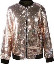 Load image into Gallery viewer, Men&#39;s Glitter Sequin Zip Up Blue Bomber Jacket