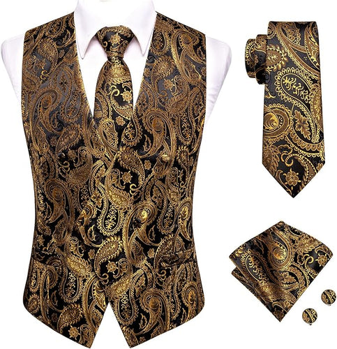 Men Dark Gold Sleeveless Formal Vest