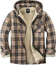 Load image into Gallery viewer, Men&#39;s Hooded Plaid Orange Flannel Jacket