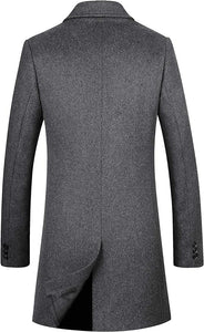 The New Yorker Grey Wool 4 Button Long Sleeve Double Breasted Trench Coat