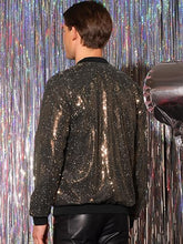 Load image into Gallery viewer, Men&#39;s Glitter Zip Up Red Bomber Jacket